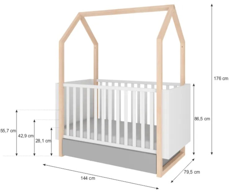PROXIMA.store - Detská posteľ v tvare domčeka PINETTE so šuflíkom - 70x140