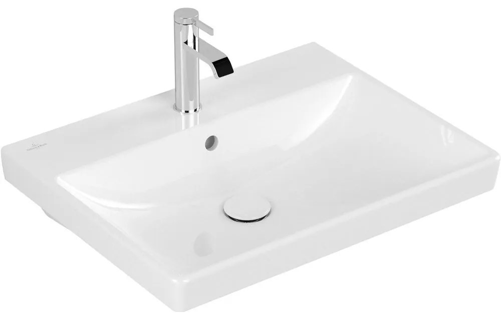 VILLEROY & BOCH Avento závesné umývadlo s otvorom, s prepadom, 600 x 470 mm, biela alpská, s povrchom CeramicPlus, 415860R1