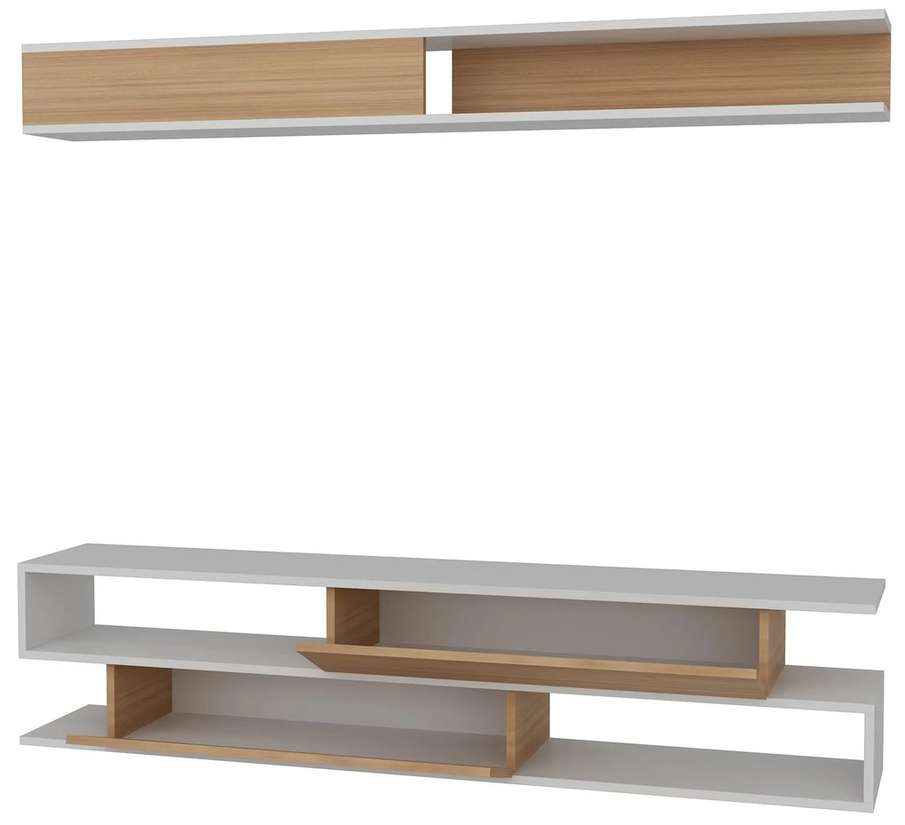 Obývacia stena Simpsonic (teak + biela) . Akcia -17%. Vlastná spoľahlivá doprava až k Vám domov. 1102577