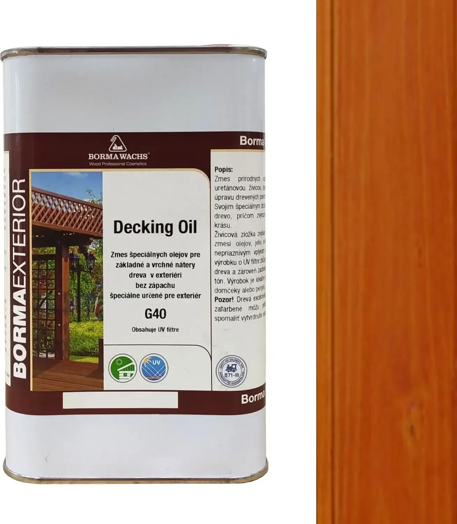 Olej na drevo v exteriéri Borma Wachs Decking Oil, Smrekovec 20 l