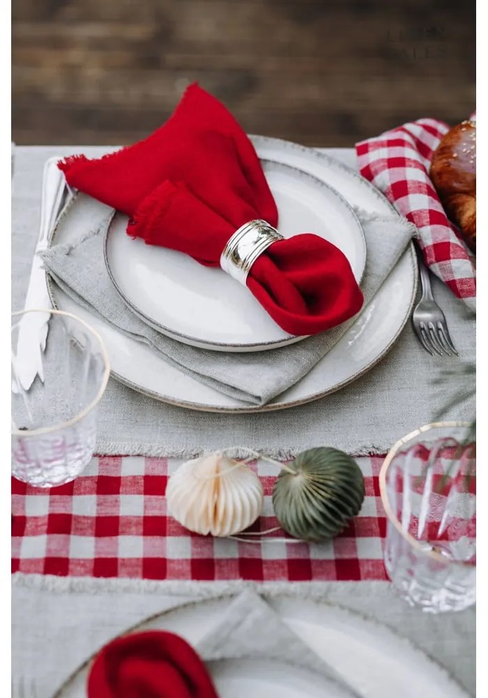 Ľanový obrus 140x140 cm Red Gingham – Linen Tales