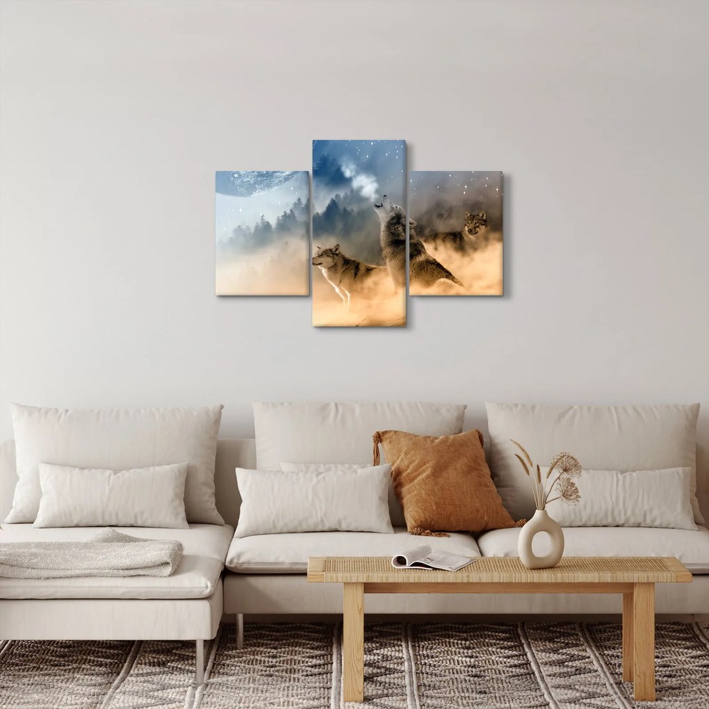Obraz - vlci vyjúci na mesiac (90x60 cm)