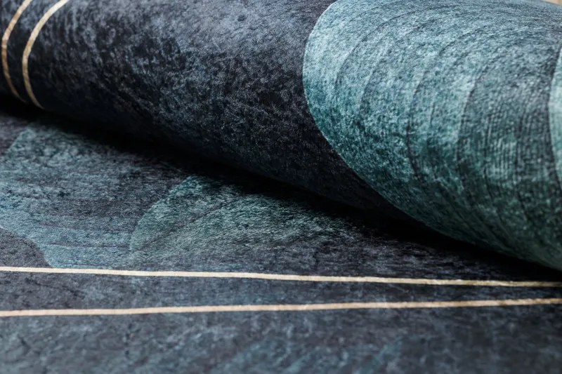 Dywany Łuszczów, Kusový koberec ANDRE Leaves 1170, 80x150, modrá, chodba / predsieň