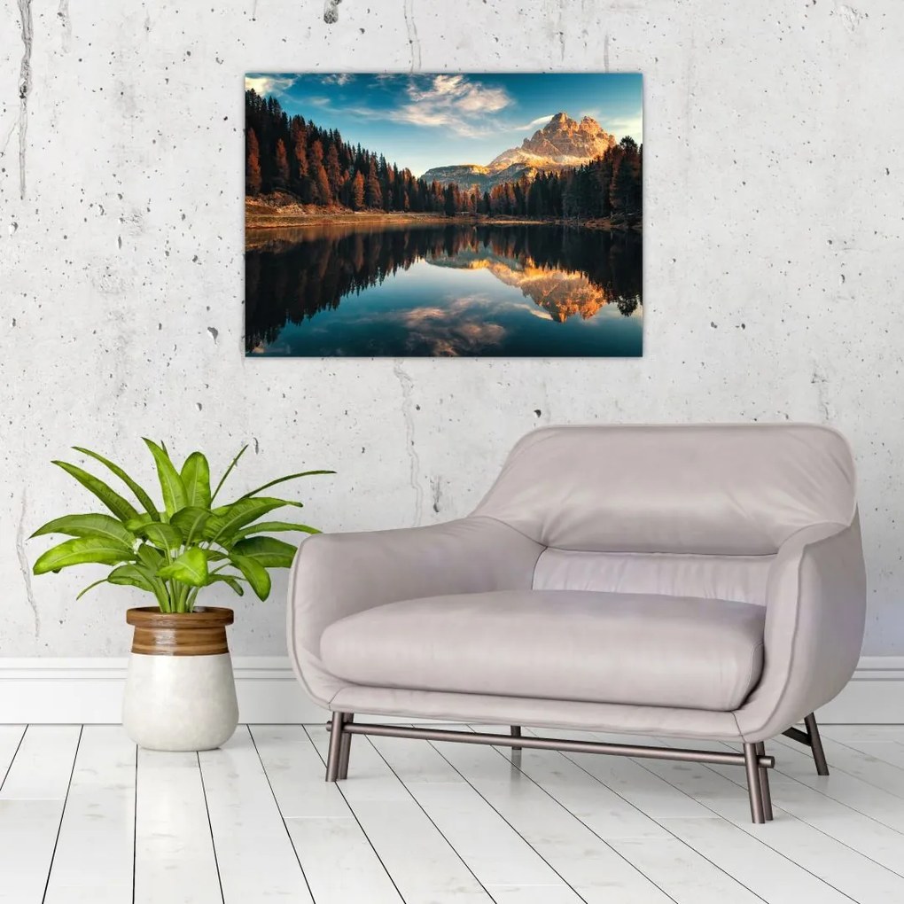 Obraz - Alpy, Taliansko, Dolomity, Lago Antorno (70x50 cm)
