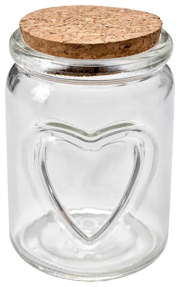 Sklenená úložná dóza so srdiečkom a korkovým viečkom Cori - Ø 7*10 cm