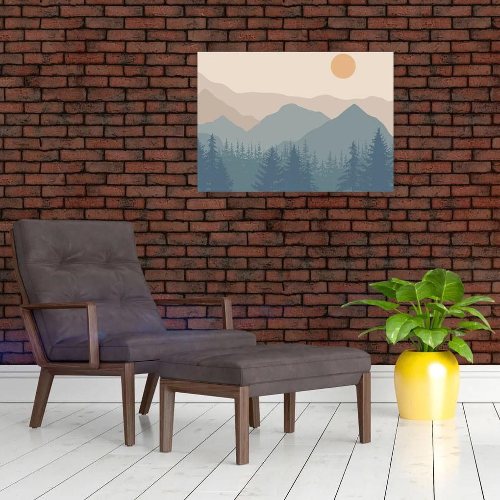 Sklenený obraz - Tyrkysové hory N⁰1 (70x50 cm)