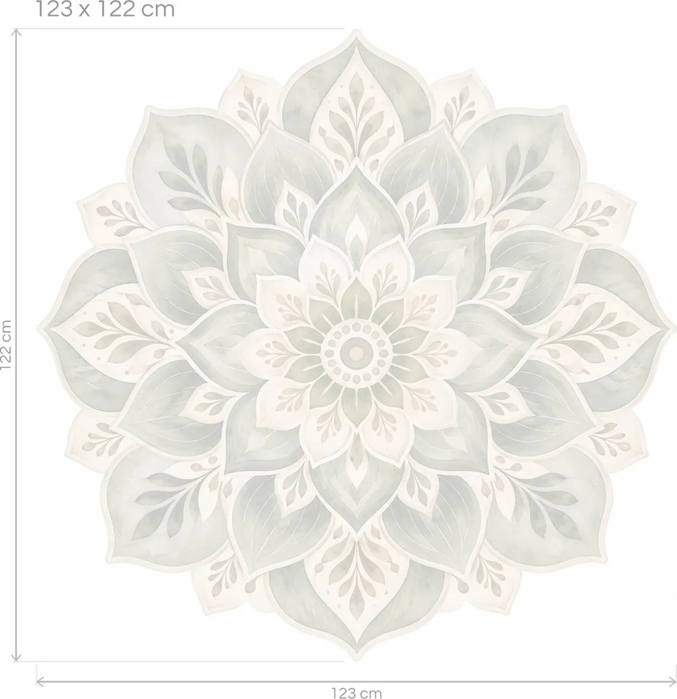 Šalviová mandala botanická textilná opakovane prilepiteľná nálepka na stenu arch 46 x 46 cm