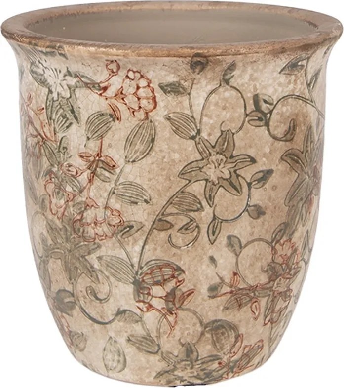 Béžový keramický obal na kvetináč s kvetmi Margaus S - Ø 13*13 cm