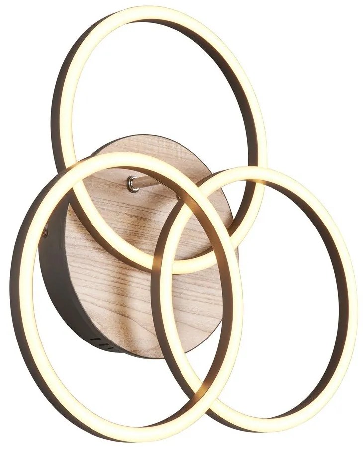 Čierno-hnedé LED stropné svietidlo 43x43 cm Circle – Trio