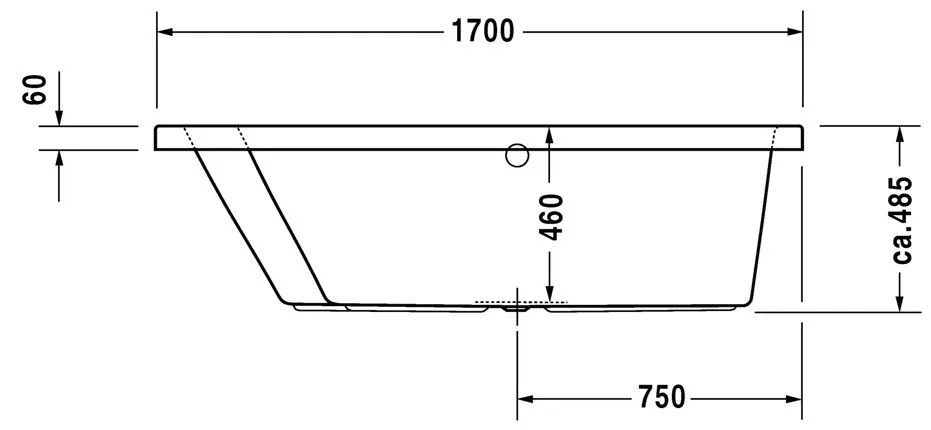 Duravit Paiova - Vaňa na zabudovanie 1700x1000 mm, biela 700212000000000