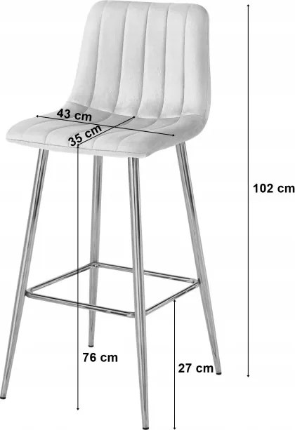 Set štyroch barových stoličiek POZZA zamatové, tmavobéžové / hnedé nohy (4 ks)