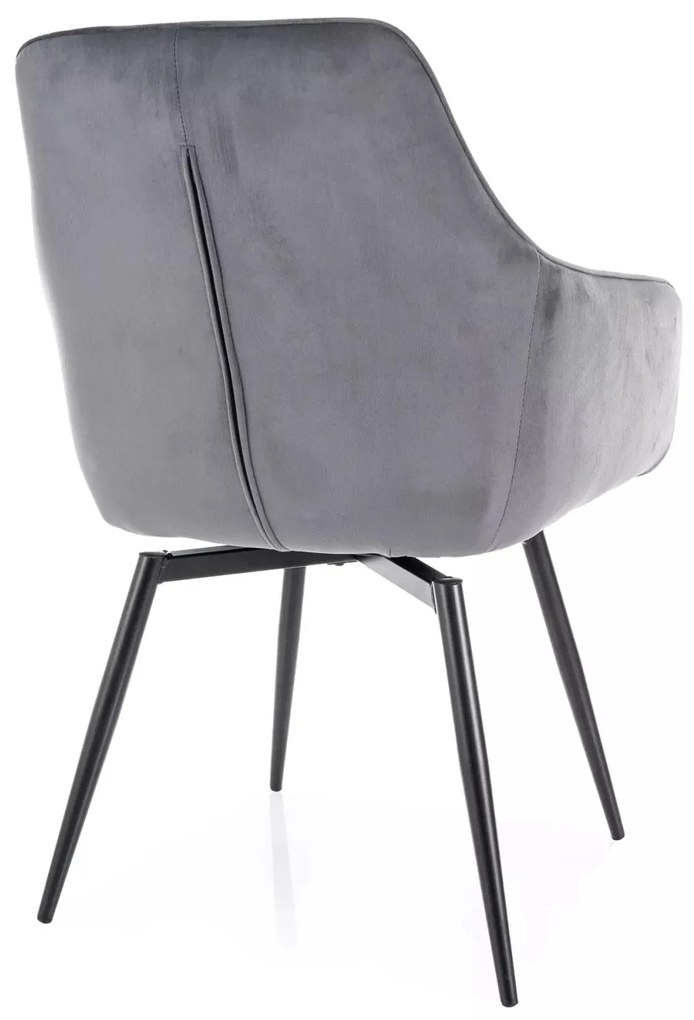 Sametové otočné jídelní křeslo Servio šedé/černé