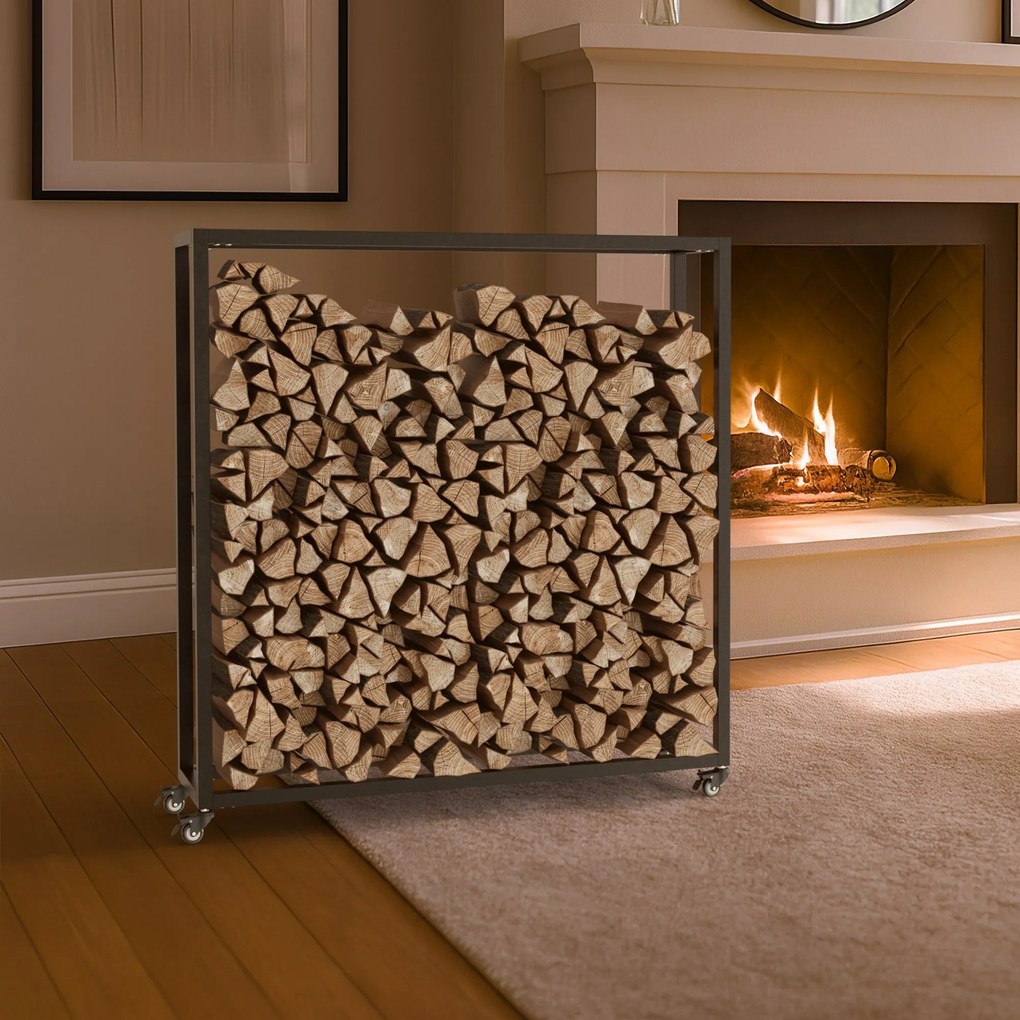 Stojan na drevo Hilta 25x100x100 cm - čierna