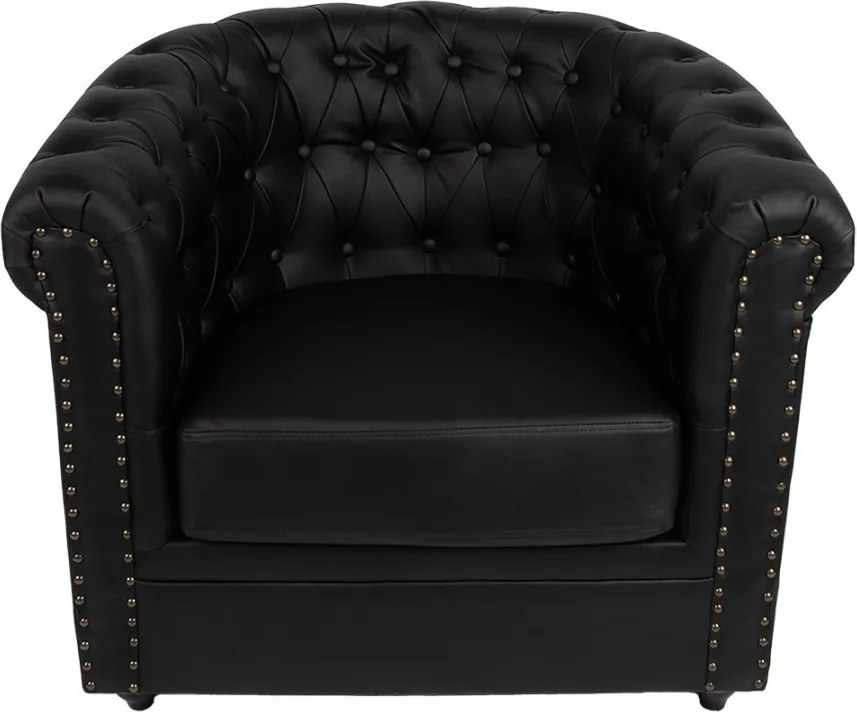Čierne kreslo v štýle Chesterfield - 80*75*72 cm