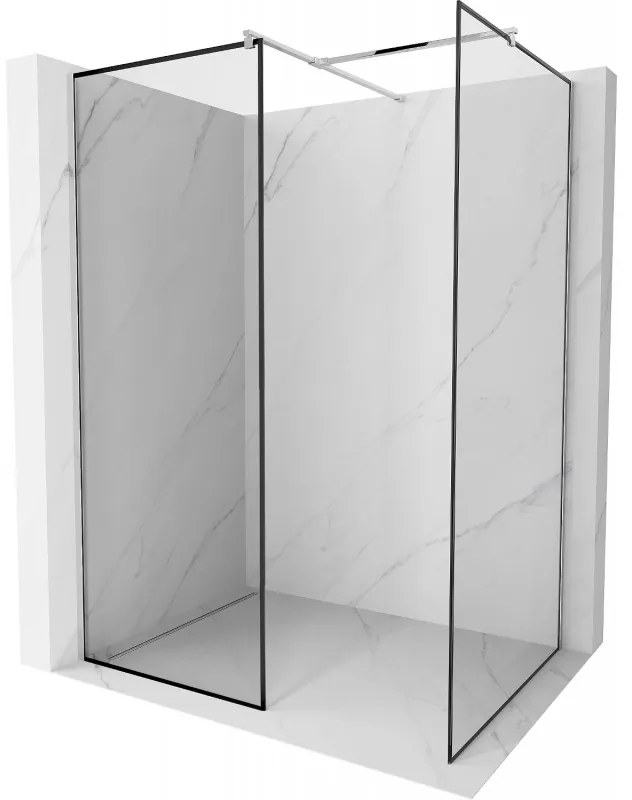 Mexen Kioto sprchová zástena Walk-in 160 x 120 cm, čierny vzor, chróm - 800-160-202-01-70-120