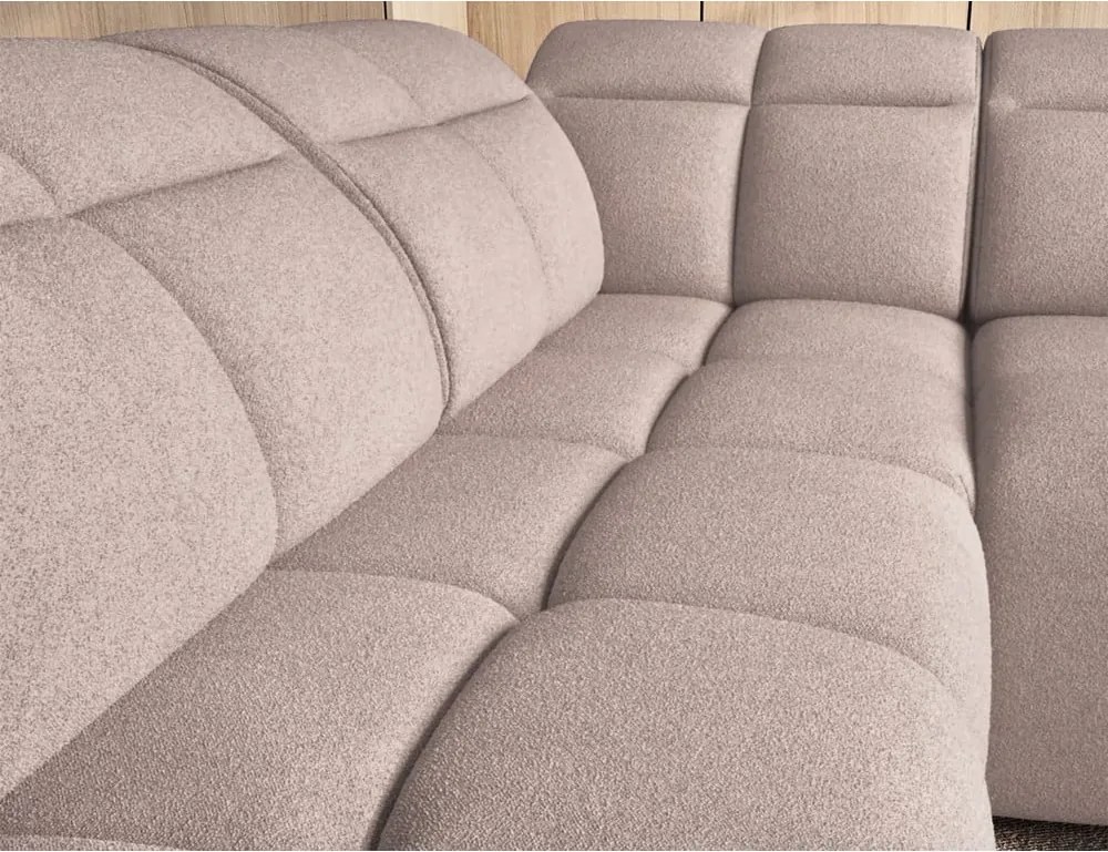 Svetlohnedá rozkladacia/s úložným priestorom rohová pohovka z textílie buklé (ľavý roh/do L) Falconn – ELTAP