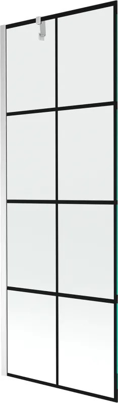 Mexen Next vaňová zástena jednokrídlová 70 x 150 cm, Čierny vzor, Chrómová - 895-070-000-00-77-01