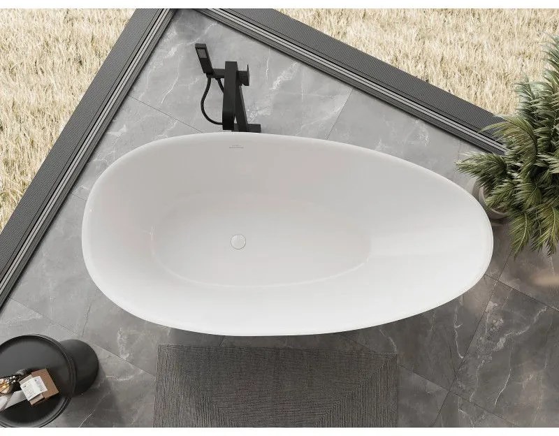 Mexen Milano, voľne stojaca vaňa z konglomerátu 150 x 82 cm, biela lesklá, 57301508510