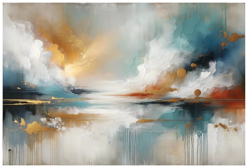 Samolepiaca tapeta abstraktné zlaté a modré tóny