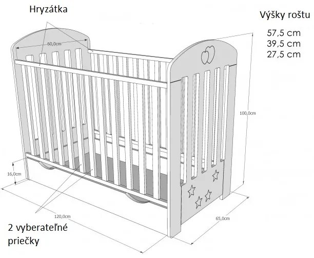 Detská postieľka 2v1 Srdcia