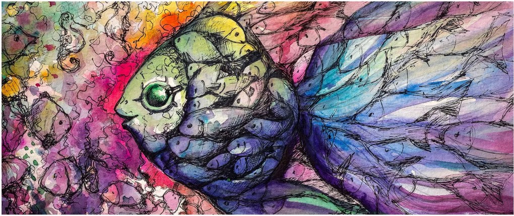 Obraz - Farebná rybička (120x50 cm)