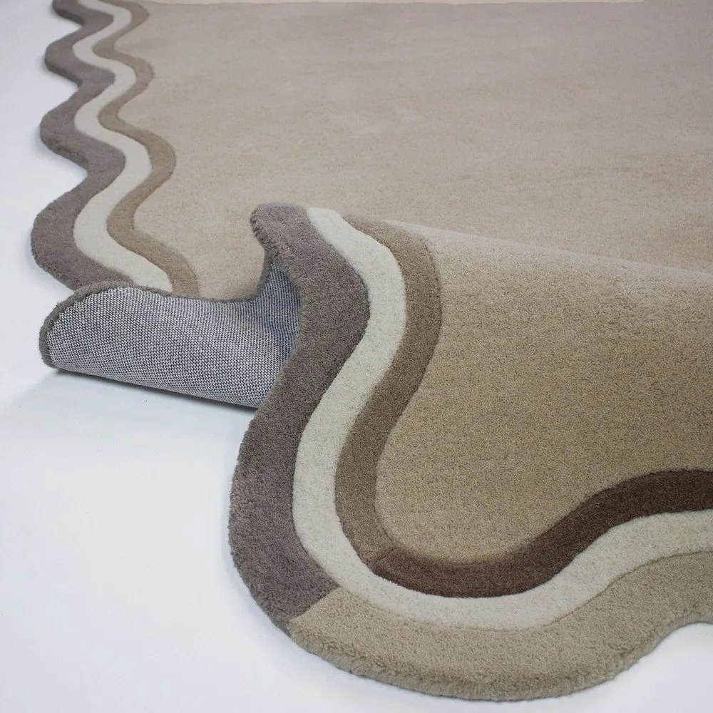 Ručne tkaný vlnený koberec v prírodnej farbe 160x230 cm Leo Scallop – Flair Rugs
