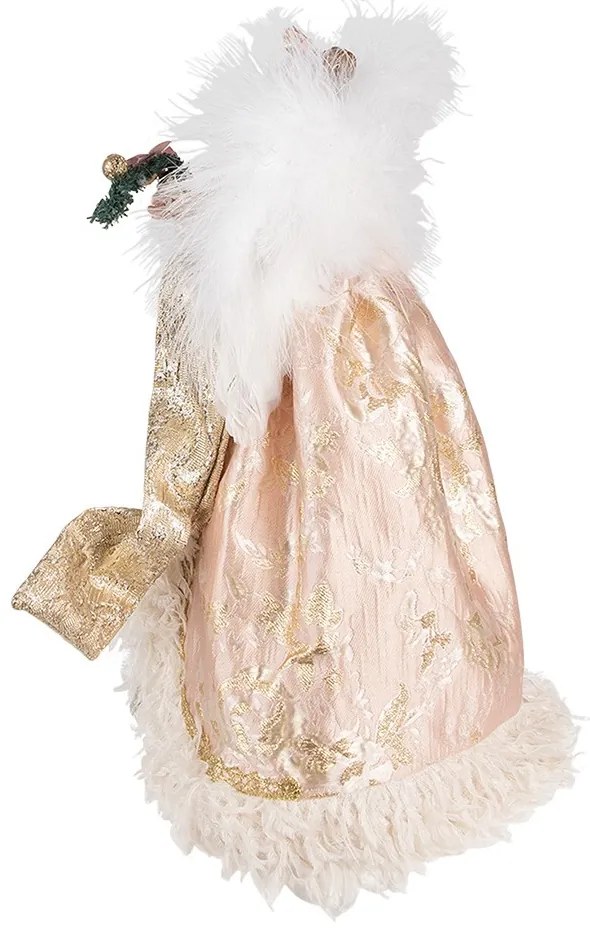 Anjel v ozdobných ružových šatách na špičku stromčeka - 21*12*35 cm