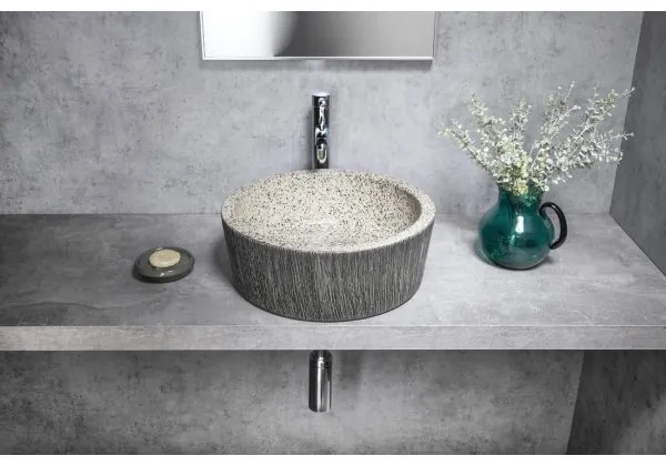 Sapho - Umývadlo na dosku PRIORI pr. 41 cm biela/šedá