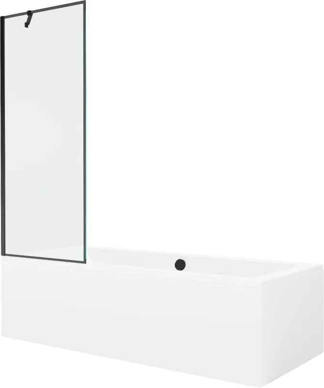 Mexen Cube obdĺžniková vaňa 170 x 80 cm s obkladom a 1-krídlovou sprchovou zástenou 70 cm, Čierny vzor - 550517080X9507007070