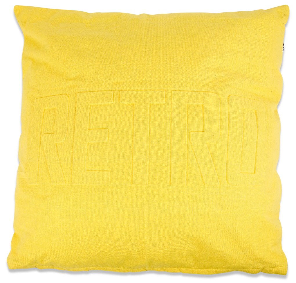 Bavlnená dekorácia vankúša v žltom farebnom prevedení a nápisom RETRO 50 x 50 cm 40418