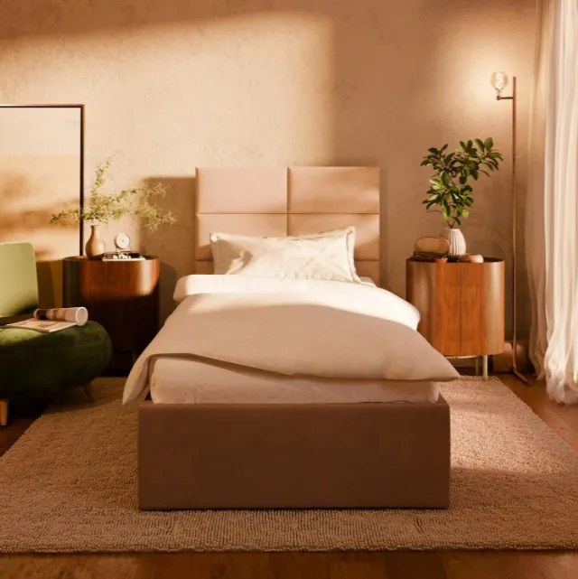 Čalúnená posteľ YORK Velvet 90×200 cm modrá