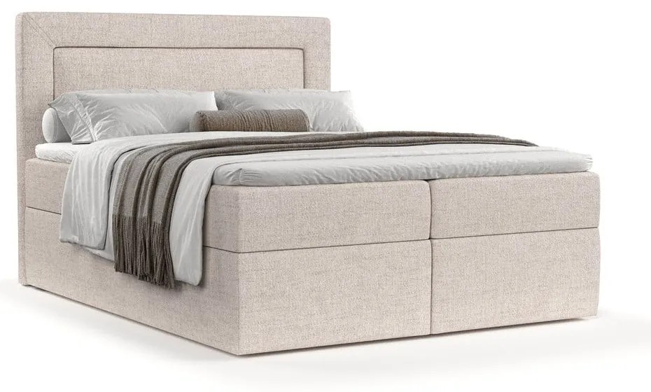 Béžová boxspring posteľ s úložným priestorom 160x200 cm Imagine – Maison de Rêve