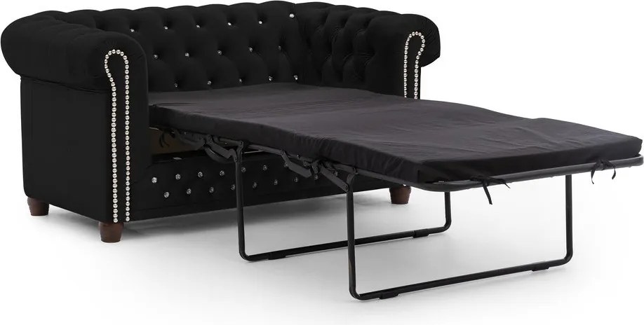 Čierna zamatová rozkladacia pohovka 148 cm York Blik – Ropez