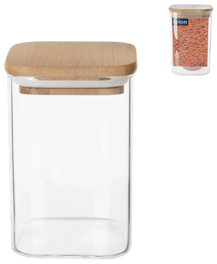 Orion Základná sada 12ks sklenených hranatých dóz s bambusovým vekom - BORO12