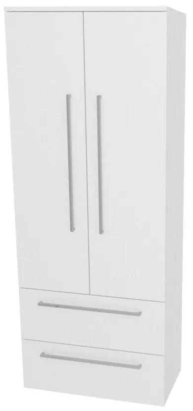 Mereo Bino, kúpeľňová skrinka vysoká 163 cm, dvojitá, Multidecor, Biela vysoký lesk perlička, MER-CN699BIEL