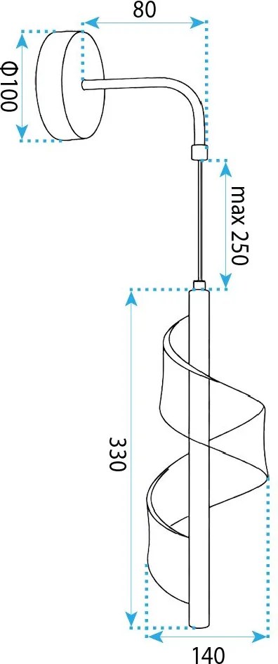 Toolight Toolight, LED nástenné svietidlo, 10W, 1000lm, 4000K, G177-W, zlatá lesklá, OSW-07821