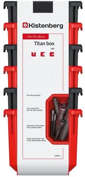 Sada úložných boxů 6 ks TITANIO 11 x 7,5 x 26,3 cm černo-červená