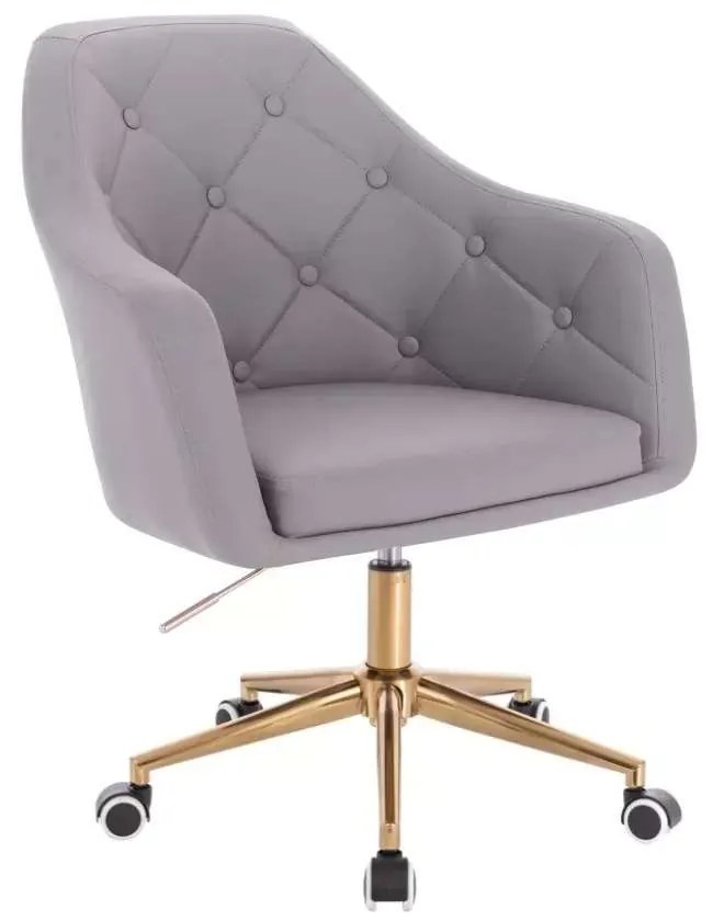 LuxuryForm DESIGN Kreslo ANDORA na zlatej podstave s kolieskami - sivé