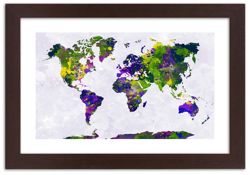 Gario Plagát Maľovaná mapa sveta Farba rámu: Bez rámu, Rozmery: 60 x 40 cm
