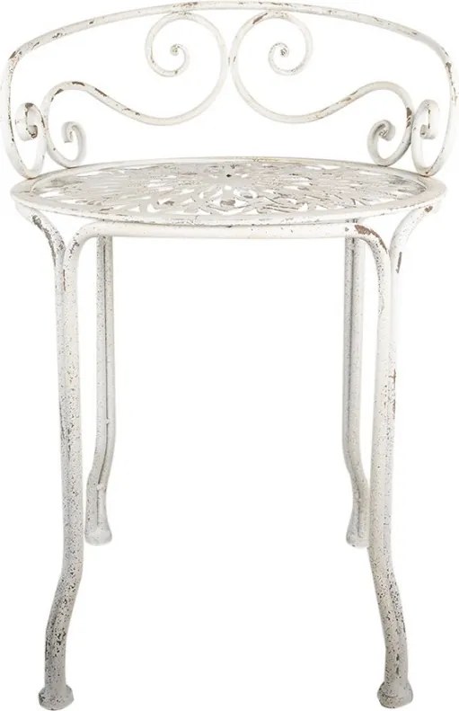 Biely antik kovový stolík na kvety Shabby Chic - Ø 44*67 cm