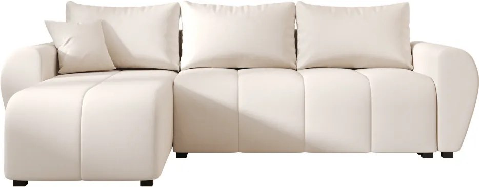 AKCIA Rozkladacia obojstranná sedacia súprava do L SEVIO 246x145 cm, krémová + 2 vankúšiky ZADARMO II. akosť