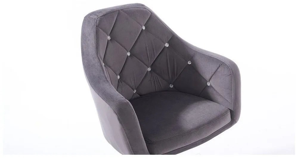 LuxuryForm DESIGN Barová stolička ROMA VELUR na striebornom tanieri - tmavo šedá