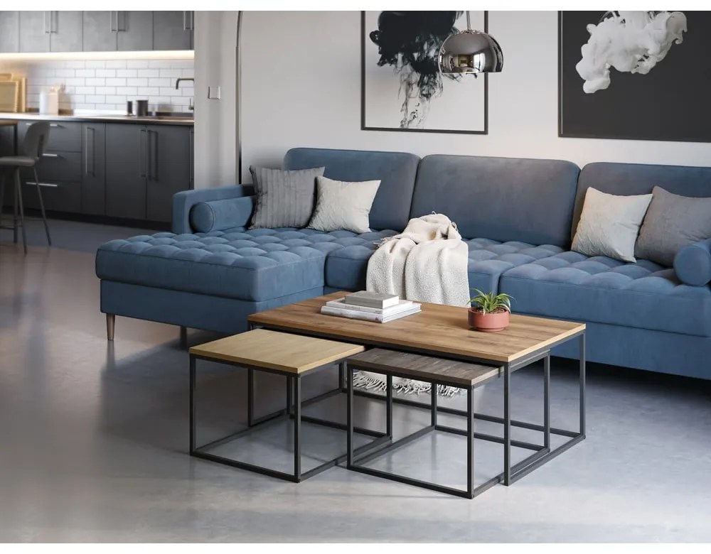 Konferenčné stolíky v súprave 3 ks v prírodnej farbe 60x110 cm Camelia – Marckeric