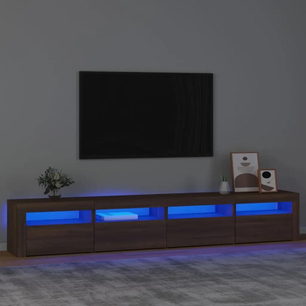 TV skrinka s LED svetlami hnedý dub 240x35x40 cm