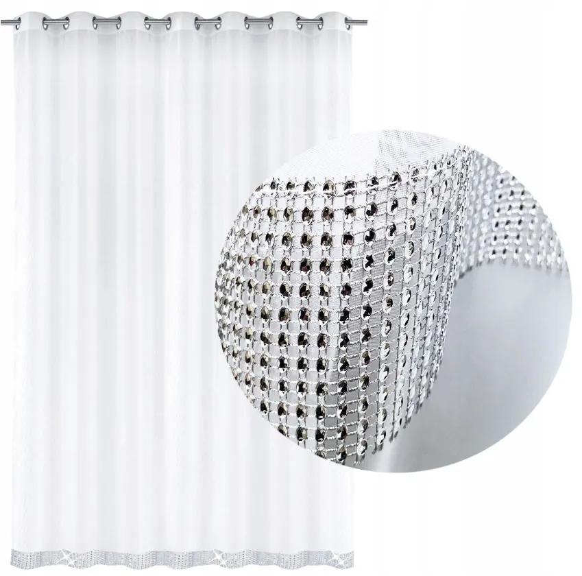 Dekorstudio Jednofarebná záclona GLAMOUR 1 - Biela - vlastný rozmer Uchytenie závesu: Dekoračné krúžky biele, Šírka záclony: 500cm