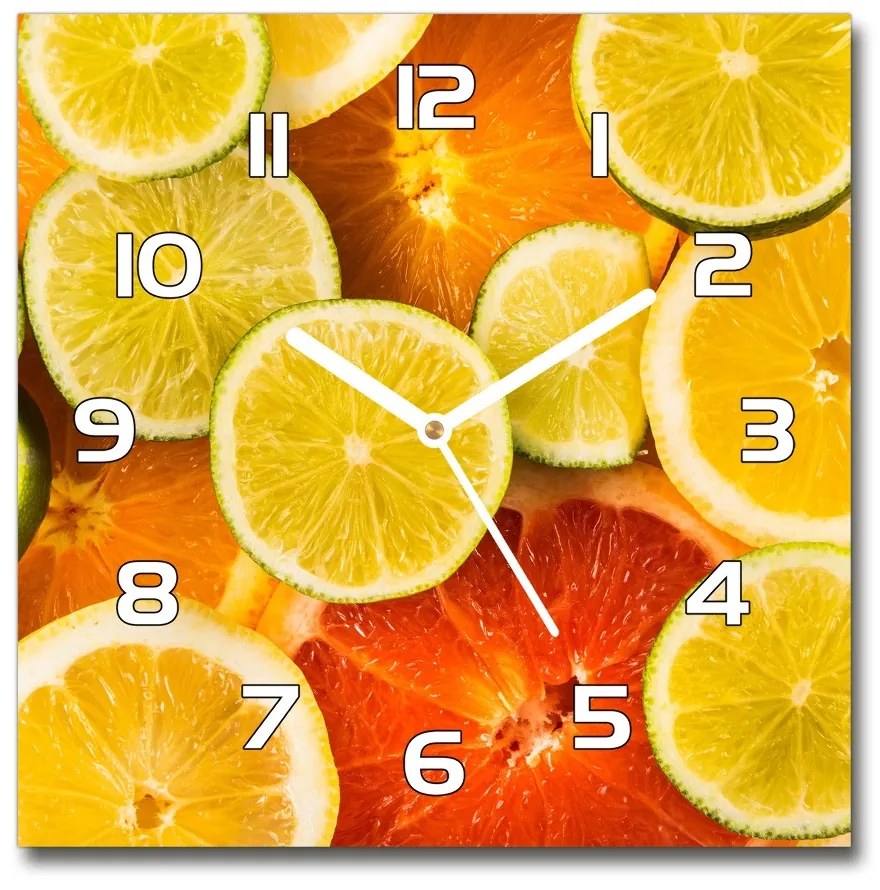 Sklenené hodiny štvorec Citrusové ovocie pl_zsk_30x30_f_41404635
