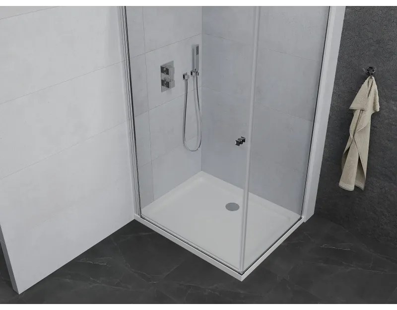 Mexen Pretoria, sprchovací kút 100 (dvere) x 110 (stena) cm, 6mm číre sklo, chrómový profil + biela sprchová vanička, 852-100-110-01-00-4010
