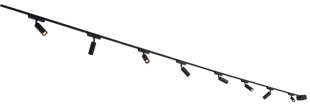 Moderný koľajnicový systém osvetlenia s 8 čiernymi bodovými svetlami 1-fázový - Magnetic Samson