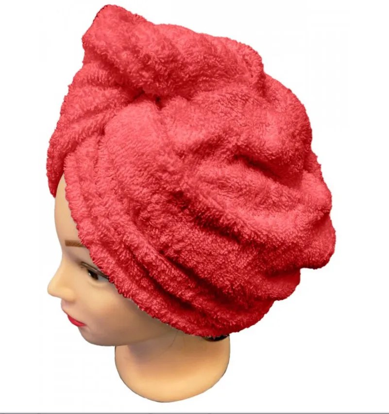 Rýchloschnúci froté Turban na vlasy červený TiaHome