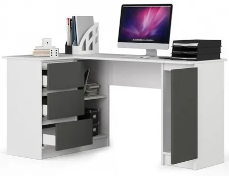 Počítačový stôl B20 ľavá - biela/grafit
